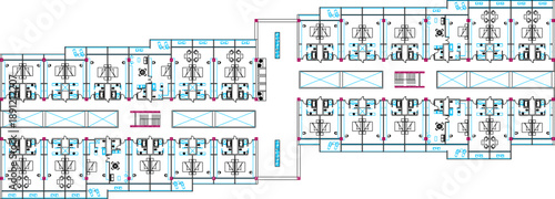 Vector sketch illustration silhouette design architectural engineering drawing site plan layout of classic vintage hotel building with interior and scale size
