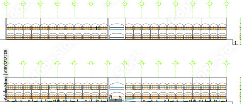 Vector sketch illustration silhouette design engineering drawing of classic vintage hotel building architecture with interior and scale size