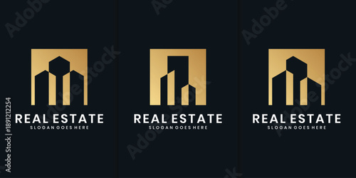 Luxury real estate building logo collection