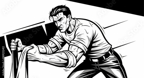 sketch of a man with a gun