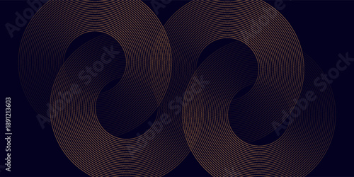Abstract elegant black background with shiny gold geometric lines. Modern gold diagonal rounded lines pattern.Horizontal banner template. Suitable for covers, posters, presentations, vectors