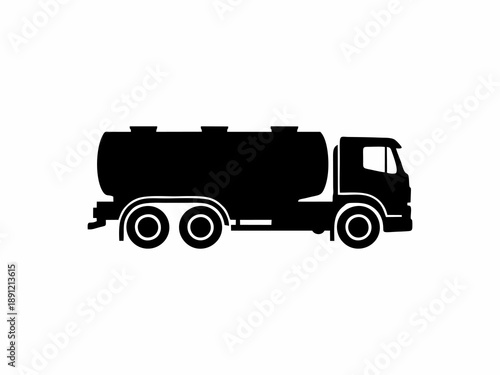 Oil Tanker Truck Icon Silhouette Vector Illustration Isolated on White