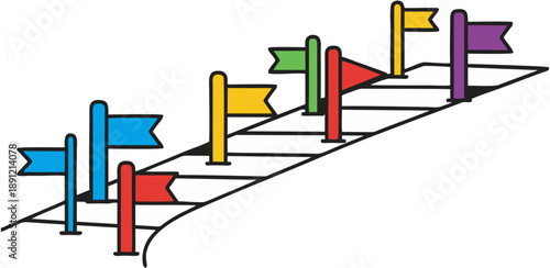 Colorful Flags on Roadway Markers.