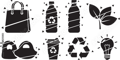 Eco Friendly Living Icons and Sustainable Lifestyle Symbols