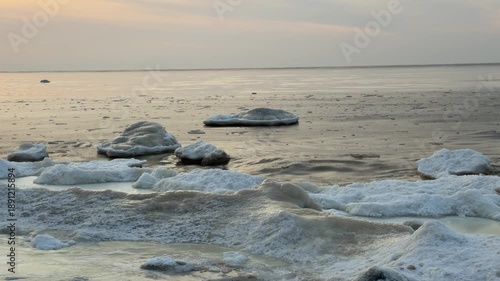 baltic sea beach winter cold  waves jurmala latvia