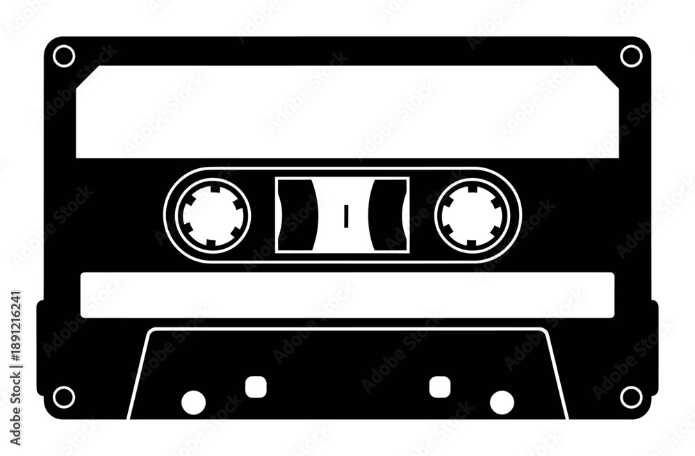 Obraz premium Cassette Tape Silhouette - Minimal Vector Illustration