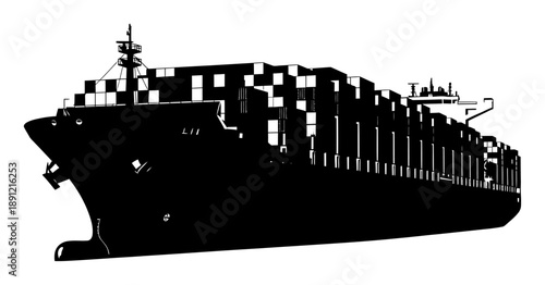 Cargo Ship Silhouette - Minimalist Vector