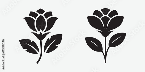 Simplified black and white floral silhouettes