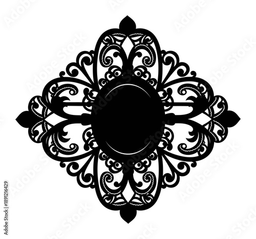 Vintage Brooch Silhouette - Minimalist Vector Pin