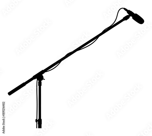 Boom Microphone Icon - Minimalist Vector Silhouette