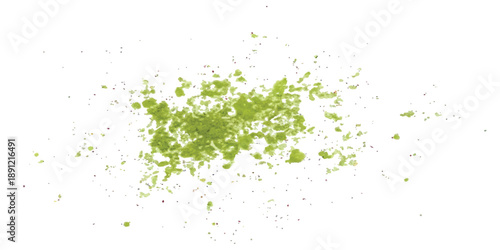 Vibrant green lime zest fragments scattered on a clean white surface for a fresh accent
