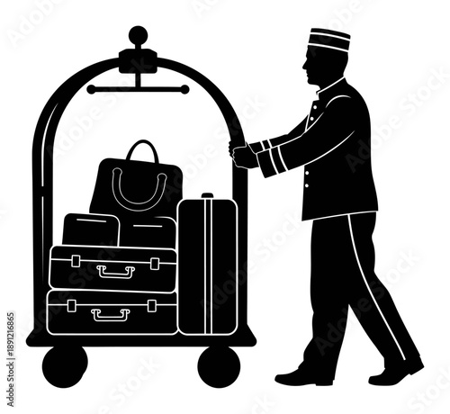 Bellhop Silhouette - Minimalist Vector Illustration