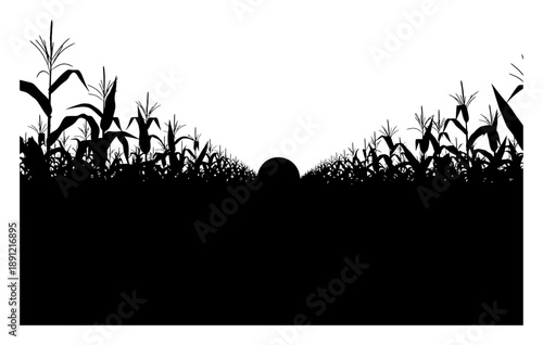 Schilderij op canvas Cornfield Silhouette - Minimalist Vector Illustration
