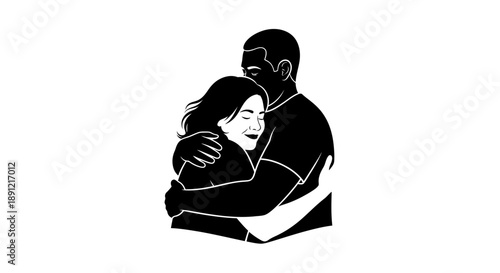 Tender moment of couple embracing each other.