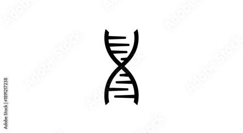 Illustration of a DNA double helix on a white background.