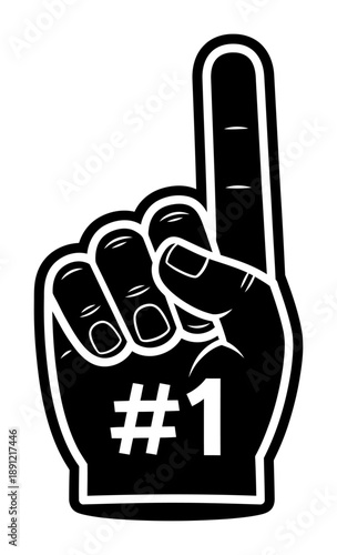 Foam Finger #1 - Black Silhouette Vector