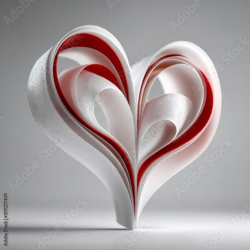 Wallpaper Mural love concept heart ribbon minimal aesthetic. Generative AI Torontodigital.ca