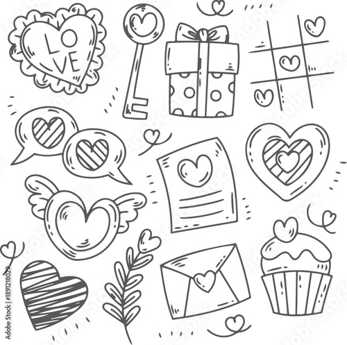 Doodle valentines day element