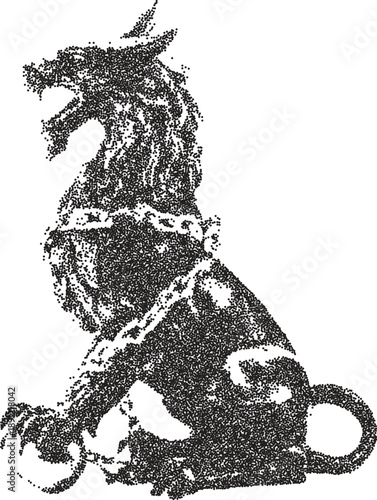 Myth vintage y2k stipple art, legend halftone stipple brutalist retro vector png with transparent background, deity 2000s aesthetic photocopy effect tattoo