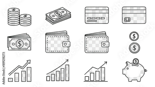 Financial icons for business and investment