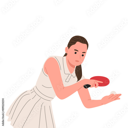 vector of a female table tennis player holding a paddle and performing serving, hitting, and ready stances. Ideal for sports education, fitness concepts, posters,mobile apps, websites,competition