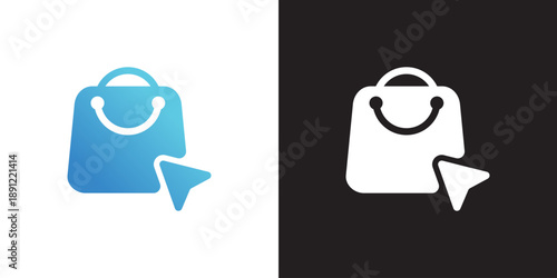 E-commerce Logo Design - Online Shopping Bag Icon with Cursor
