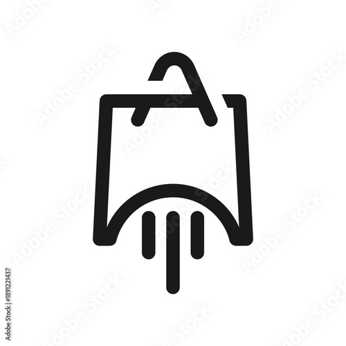 Letter A Shopping Bag Logo with Rocket Speed for Fast Delivery and E-commerce Concept