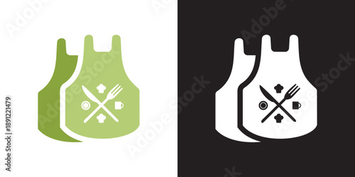 Cooking Apron Logo with Fork and Knife – Restaurant, Chef, and Culinary Icon
