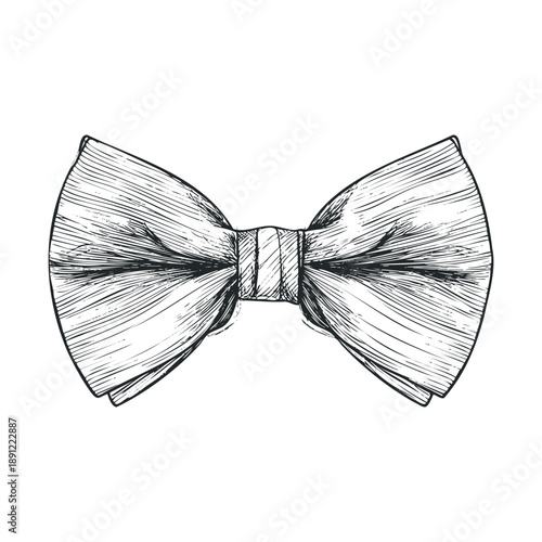 Sophisticated black and white bow tie sketch for conveying classic formal attire or adding a touch of elegance to various printable products and digital campaigns
