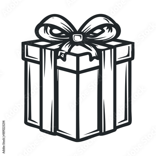 Celebrate special moments with a stylishly wrapped present box featuring a decorative ribbon bow, perfect for holiday greetings, party invitations, or retail promotions