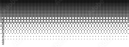 Bitmap pixel square dot gradient with dither pattern for an 8bit tone and texture. Abstract line and diamond banner effects. Dissolve and grid disintegration with shape fade.