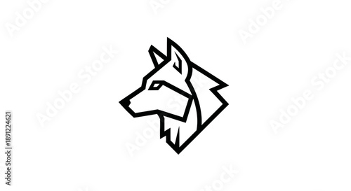 Geometric Wolf Head Line Art Illustration.