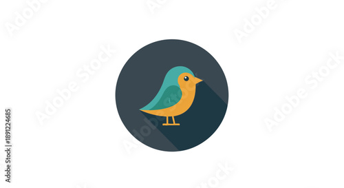 Colorful Bird Illustration on Dark Background.