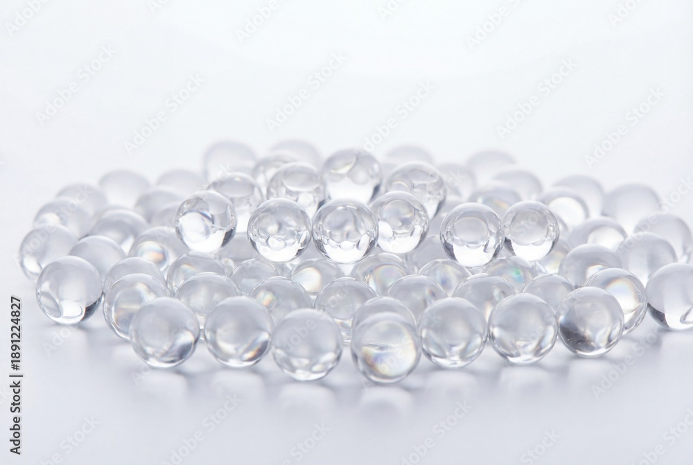 Obraz premium Clear spherical beads cluster with internal reflections
