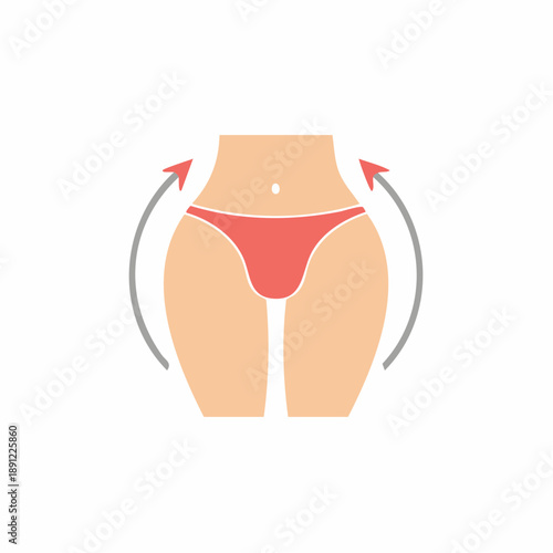 Torso of a woman with arrows around the hips showing fat reduction or surgery, weight loss, liposuction