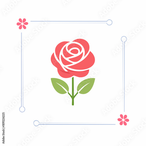 Elegant Rose Illustration in Delicate Floral Frame with Subtle Pastel Colors for Decoration and Design