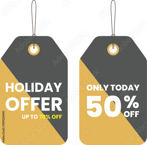 set of price tags holiday offer 50% off