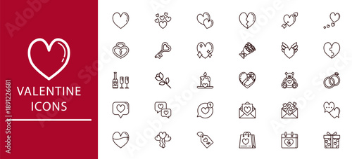 Valentine Love Icons – Outline Romantic Vector Set
