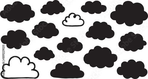cloud logo icon set, collection cloud vector Modern icon or logo collection. Realistic elements. Flat style vector illustration.