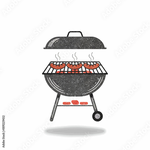 Vector logo of sausages grilling on a barbecue, symbolizing smoky flavor and street food vibes.
