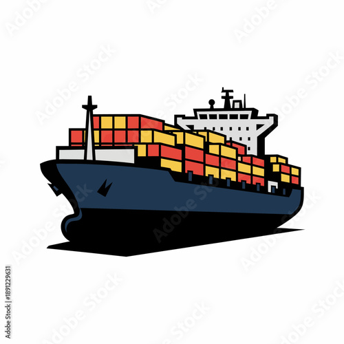 Vector illustration of a large container cargo ship for logistics and shipping.