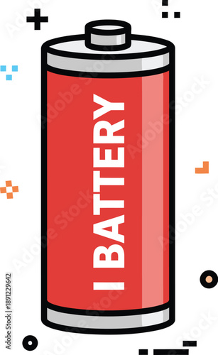 A vibrant red battery icon symbolizing power and energy for various electronic devices