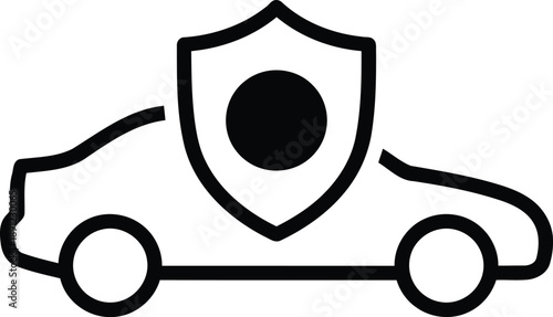 Outline icon representing vehicle insurance and automotive protection against accidents or damage