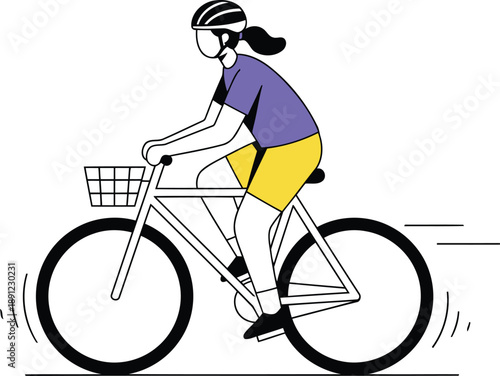 A person enjoys a healthy outdoor lifestyle by cycling on their bicycle wearing a helmet