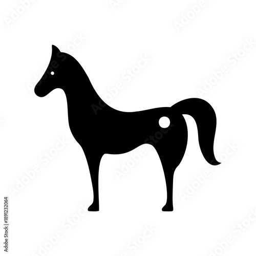 black silhouette of a horse with a white background