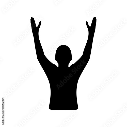 a person with arms raised in triumph or celebration