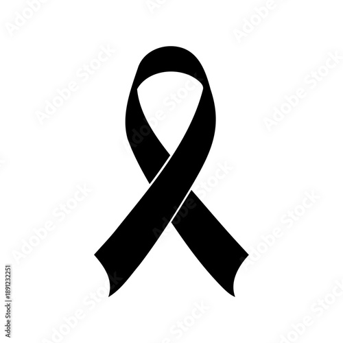 a simple black ribbon on a white background symbolizing remembrance