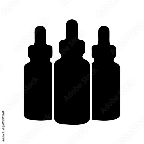silhouette of three bottles with dropper lids