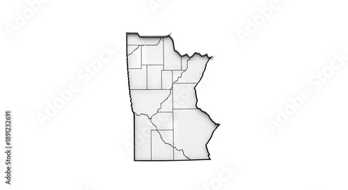3D Map of Minnesota Divided into Regions