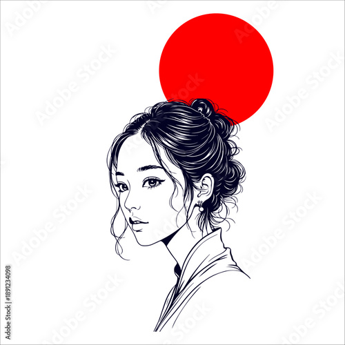 Japanese geisha kimono artwork vector illustration